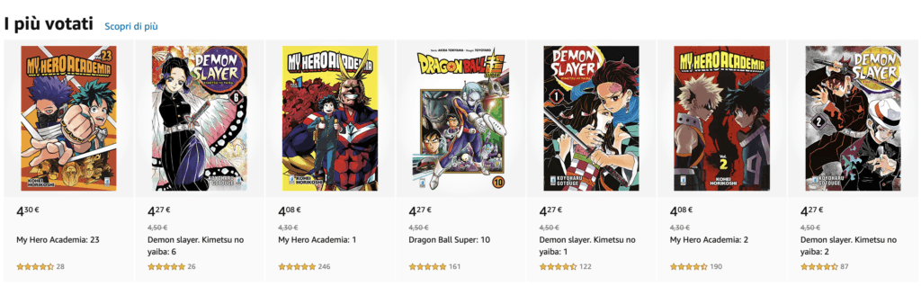 I manga più votati su Amazon.it 