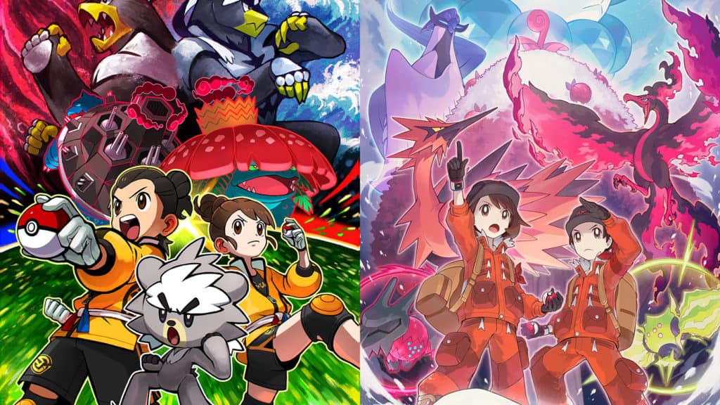 Due artwork promozionali per le due espansioni di Pokémon Spada e Scudo