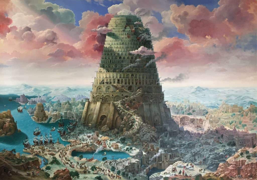 La torre di Babele si mostra in tutto il suo iniziale splendore