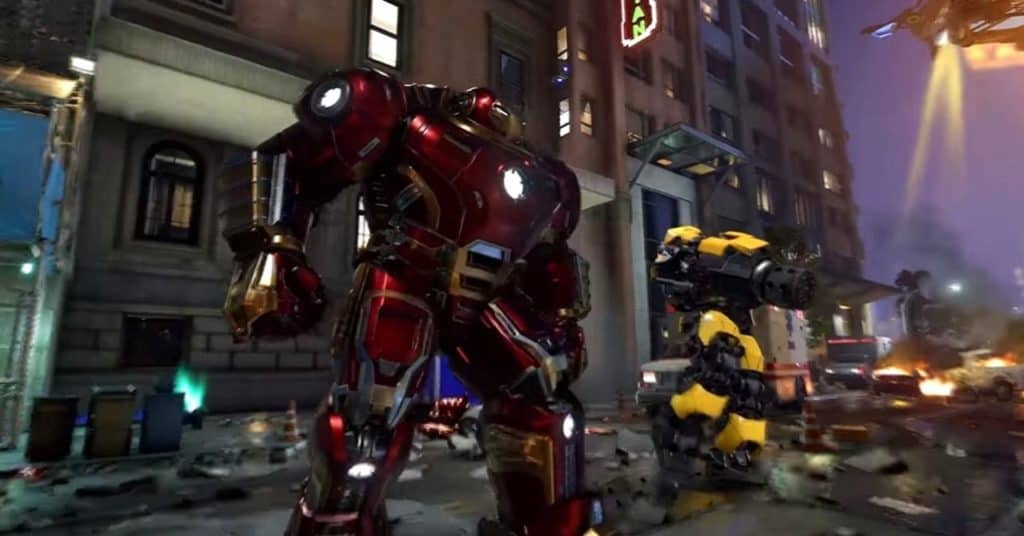 Iron Man sta indossando la sua potente armatura Hulkbuster