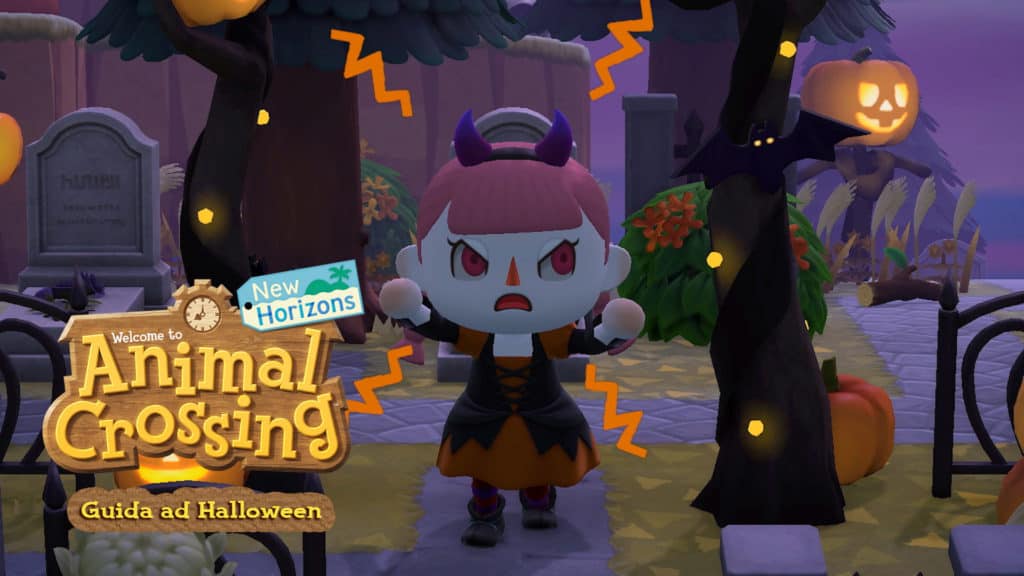 Abitante in costume da Halloween su Animal Crossing