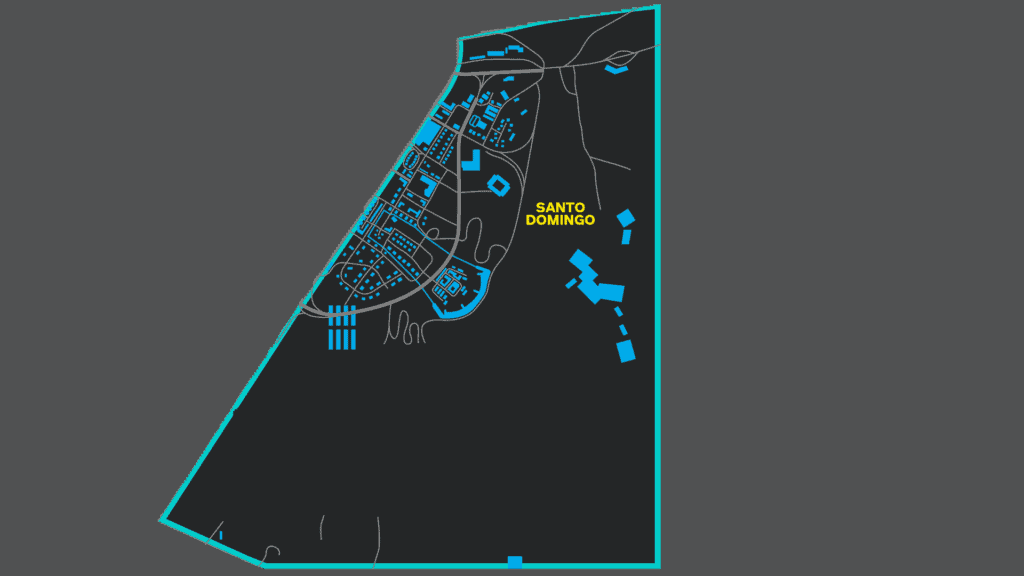 Mappa della zona Santo Domingo, quartieri Arroyo e Rancho Coronado