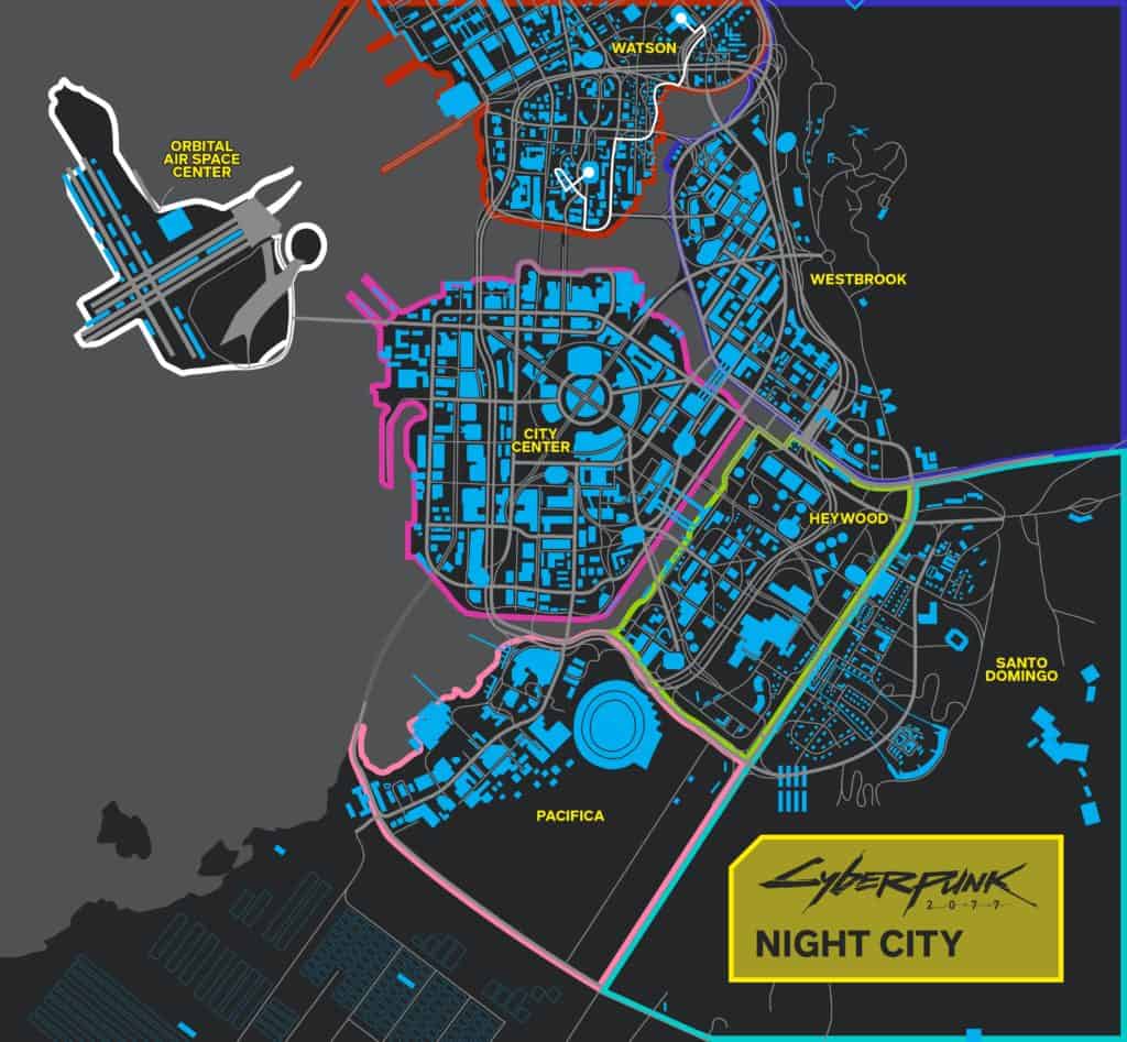 Mappa completa di Night City