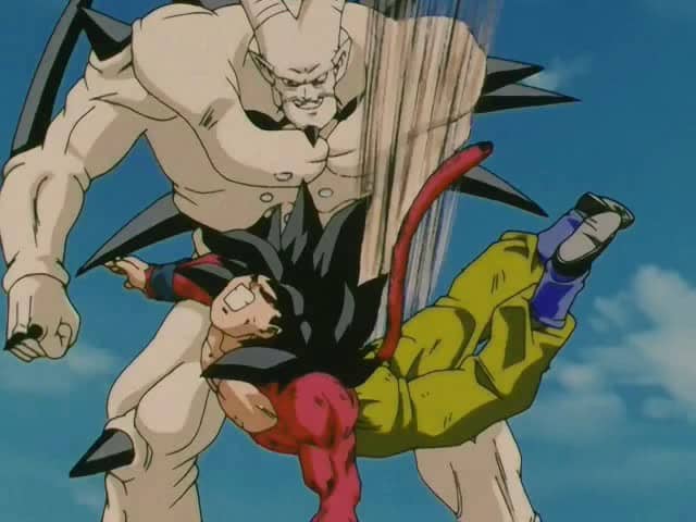 Li Shenron colpisce Goku Ssj4