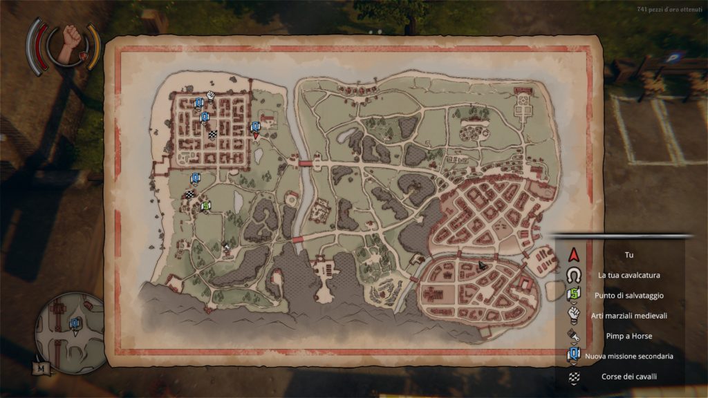 La mappa del gioco, in pieno stile medievale