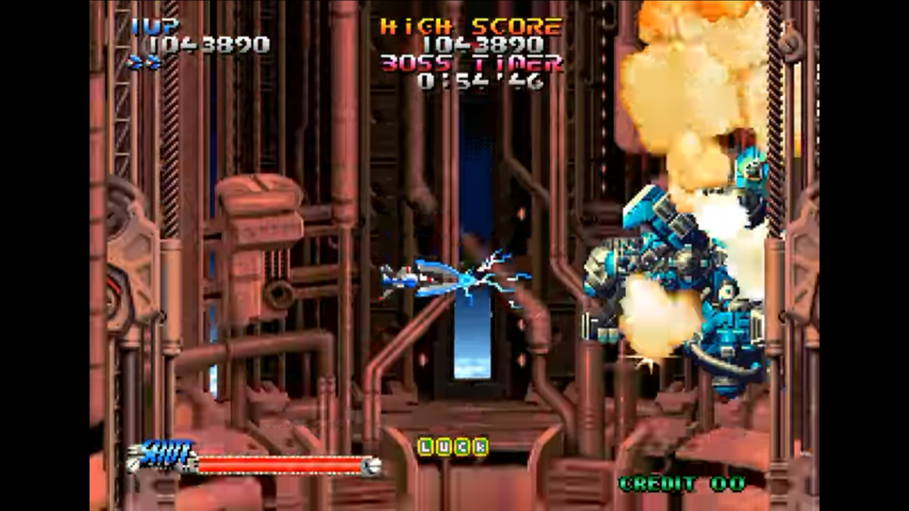 Questa battaglia si svolge con scorrimento verticale verso il basso e vede il protagonista lottare contro un gigantesco robot nemico