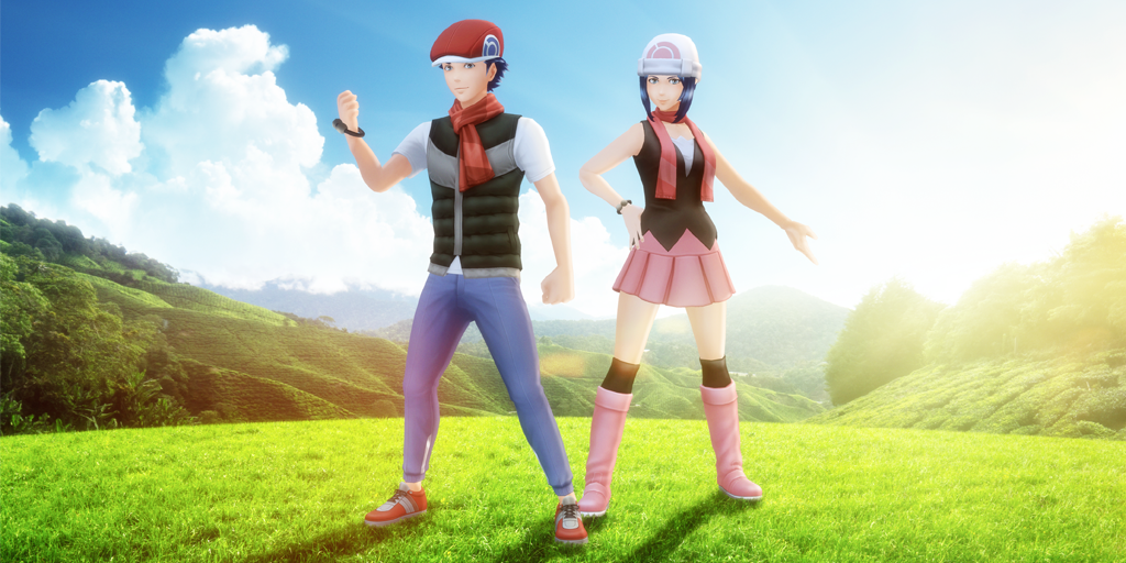 Lucas e Lucinda di Pokémon Diamante e Perla con lo stile di Pokémon GO