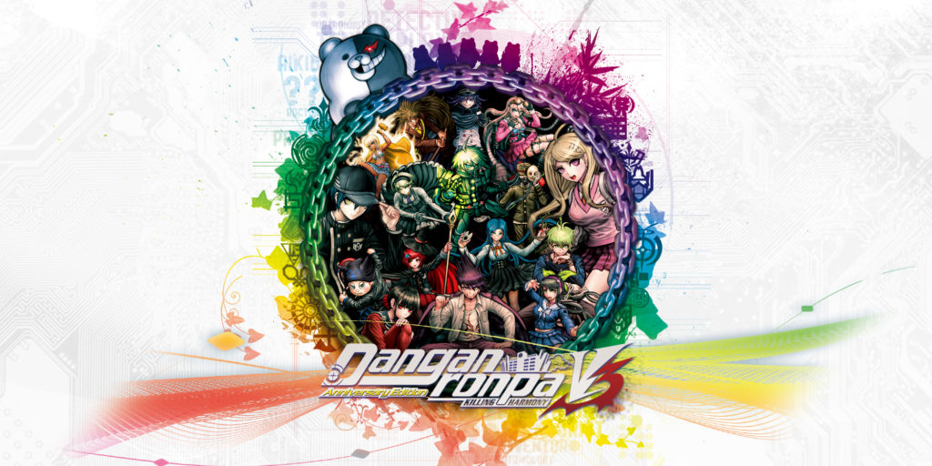 Il cast di Danganronpa V3: Killing Harmony nella copertina del gioco