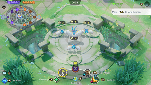 Un campo Swablu e Altaria in Pokémon Unite